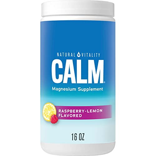 Natural Vitality Calm, Magnesium Citrate Supplement, Anti-Stress Drink Mix Powder, Gluten Free, Vegan, & Non-GMO, Raspberry Lemon, 16 oz