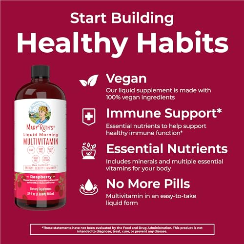 MaryRuth Organics Multivitamin Multimineral for Women Men & Kids | No Added Sugar | Vegan Liquid Vitamins for Adults & Kids | Energy & Beauty Booster | Non-GMO | 32 Fl Oz (Pack of 1)
