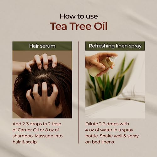 Gya Labs Australian Tea Tree Oil for Skin, Hair, Face & Toenails - 100% Natural Melaleuca Oil Tea Tree Essential Oil for Piercings, Scalp & Hair - 100% Pure Oils (0.34 fl oz)