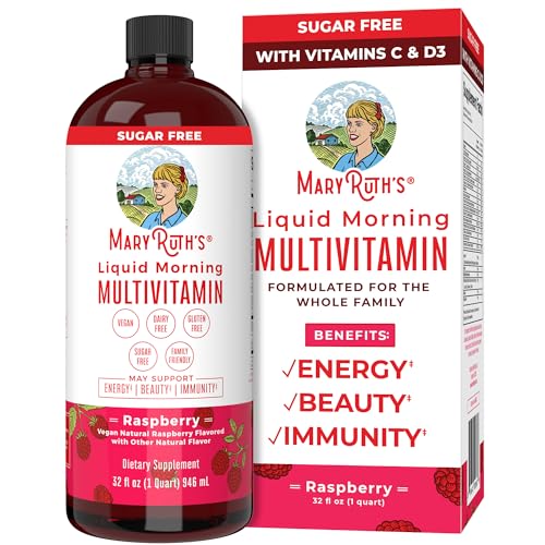 MaryRuth Organics Multivitamin Multimineral for Women Men & Kids | No Added Sugar | Vegan Liquid Vitamins for Adults & Kids | Energy & Beauty Booster | Non-GMO | 32 Fl Oz (Pack of 1)