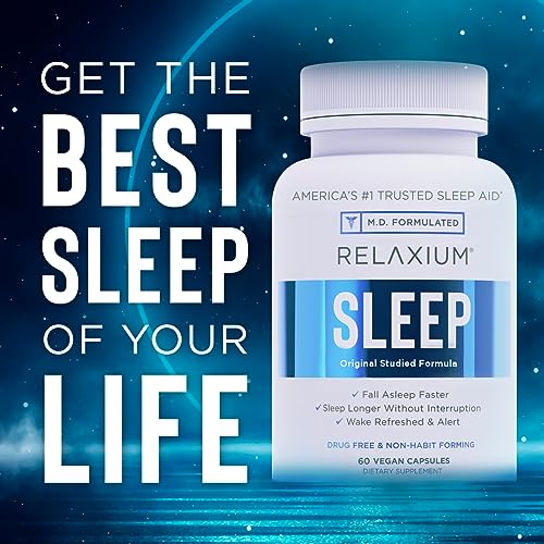 Relaxium Sleep Aid for Adults, Melatonin Sleep Supplement to Support Longer Sleep, Non-Habit Forming, Magnesium, Ashwagandha, 60 Capsules, 30-Day Supply