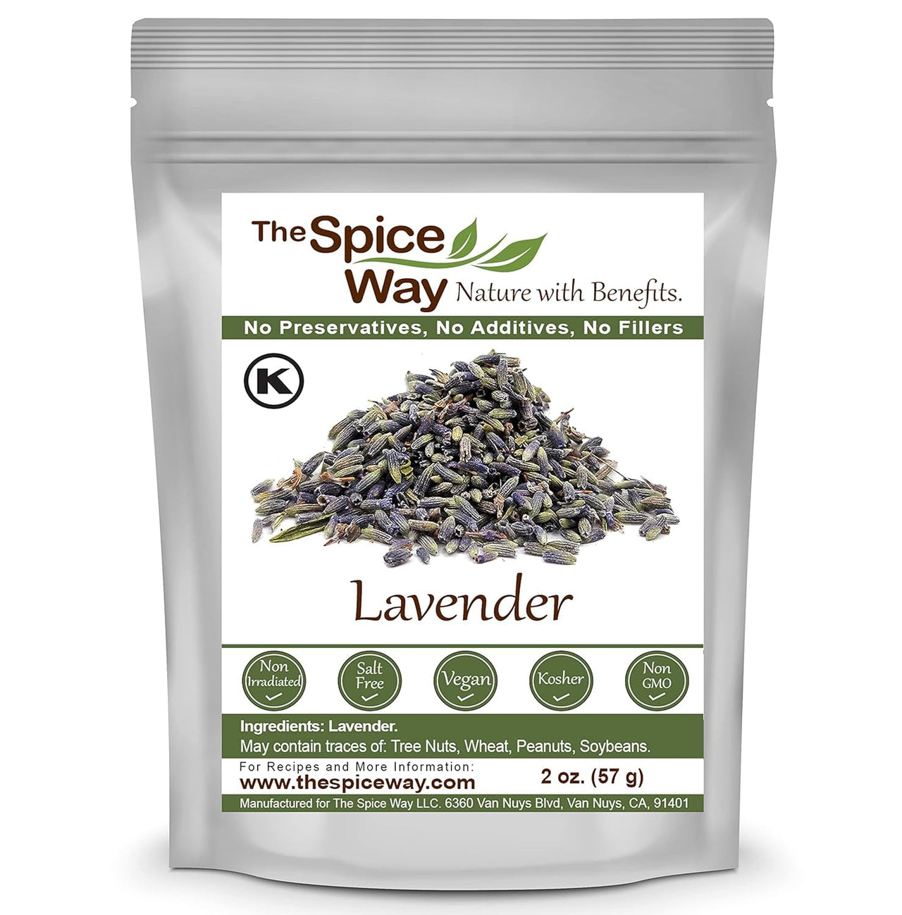 The Spice Way Lavender Flowers - (2 oz) dried flower buds for tea and culinary use - Culinary Lavender Buds - Dried Edible Lavender for Drinks, Chicken, Lavender Tea and More Dried Lavendar Recipes