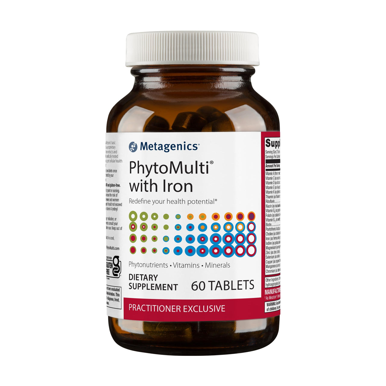 Metagenics PhytoMulti Tablets with Iron - Daily Multivitamins with Phytonutrients - Multivitamin for Men & Women - PhytoMulti Vitamin Supplement - with Iron, Zinc & B6 Vitamins - 60 Tablets